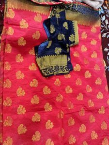 Elegant Red and blue saree