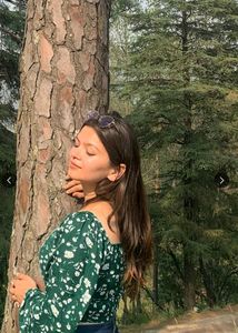 Green Floral Puff Sleeve Top