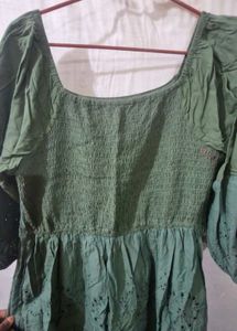 Green Embroidered Midi Dress