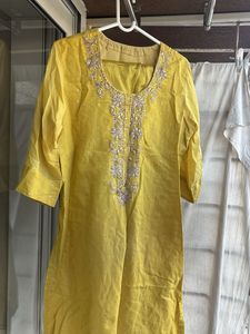 Beautiful Yellow Embroidered Kurta WITH PANTS