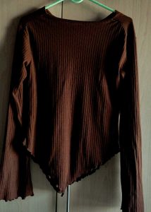 Ribbed Long Sleeve Asymmetrical Top✨