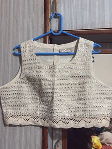 Mirror badla Sleeveless Crop Top