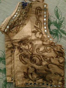Golden Embroidered Saree Blouse