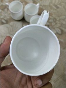 White &amp; Silver Demitasse Cups - Set of 6