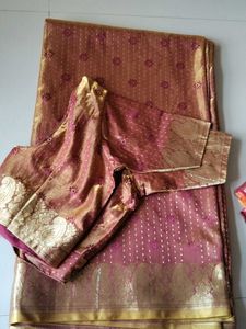 Golden Saree Elegant Silk with Blouse