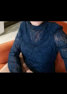 Blue lace top with Baby pink trouser