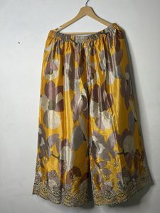 Yellow Floral Kurta Set with Embellished Neckline
