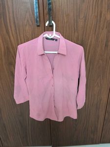 Office wear - Pink Collared Button-Up Shirt