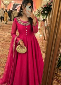 Red Pink Anarkali For Wedding