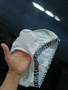 White Cotton Briefs with Logo Band