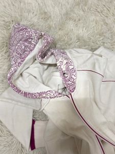Women's White Hoodie with Purple Paisley Accents