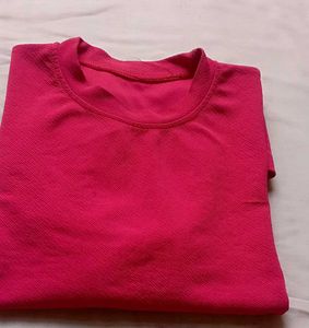 Vibrant Pink Textured T-Shirt