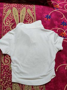 Stylish White Textured Cropped Top