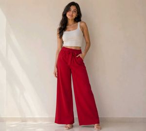 Women's Red Wide Leg Palazzo Pants