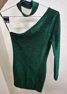 Sparkly Green One-Shoulder Dress
