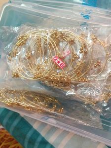 Gold Tone Charm Bangles Set