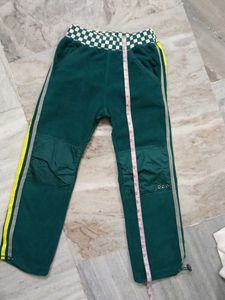Green Track Pants with Yellow Stripes
