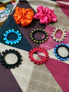 Set of 8 Cute Hair Scrunchies & Bands