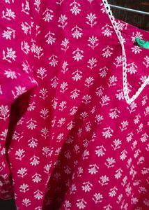 Vibrant Pink Printed Shirt Kurti