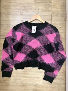 Pink Black Checkered Top