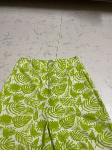 Vibrant Leaf Print Wide Leg Pants