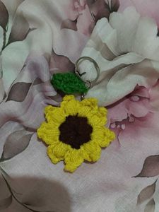 Crocheted Sunflower Keychain