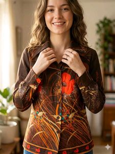 Vintage Floral Print Button-Up Shirt