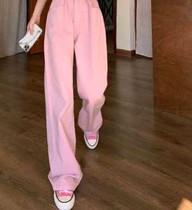 Pink Wide Leg Denim Jeans