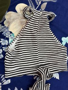 Chic Striped Halter Neck Top