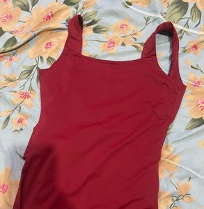 Stunning Red Square Neck Dress