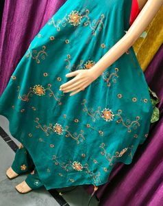 Elegant Teal Embroidered Dupatta &amp; Pant Set