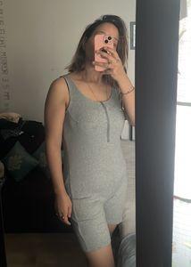 Urbanic Grey Ribbed Playsuit
