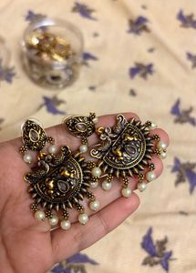 Antique Peacock Pearl Earrings