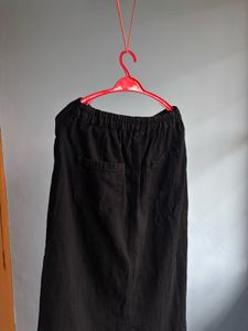 Black Denim Midi Skirt