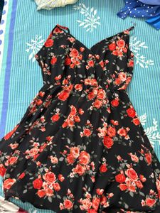 Black Floral Print Sundress