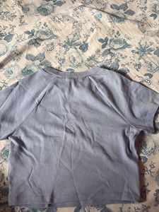 Light Blue Cropped Raglan T-Shirt