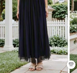 Elegant Navy Dot print midi skirt