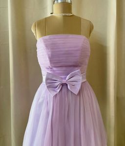 Lavender Tulle Strapless Dress with Bow
