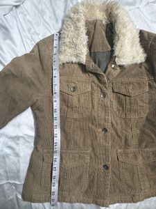 Corduroy Jacket with Faux Fur Collar