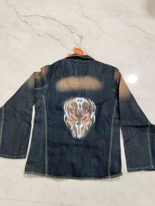 Stylish Denim Jacket with Red Accents
