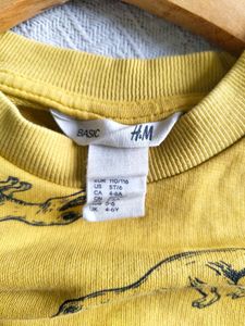 🦖🦕H&amp;M Boys Yellow Dinosaur Print Sweatshirt