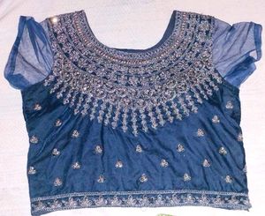 Embellished Blue Crop Top