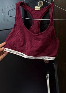 Calvin Klein Burgundy Logo Trim Top