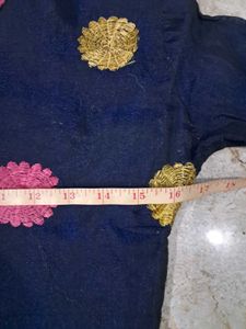Elegant Navy Blue Embroidered Kurta