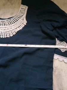 Dark Blue Kurta with Lace