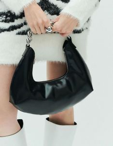 Chic Black Hobo Bag with Chain Strap