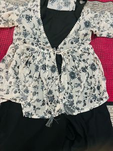 Black &amp; Beige Floral 3-Piece Co-Ord Set | Stylish