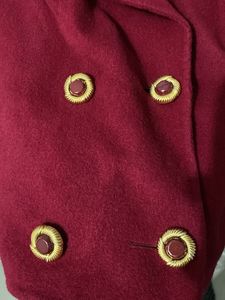 Women's Burgundy Double-Breasted Blazer