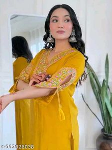Yellow Kurta Set with Embroidery
