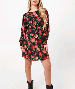Vintage Floral Print Dress